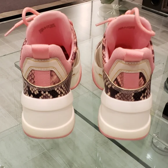 EUC- Michael Kors Olympia mixed media baby pink platform sneakers - Picture 6 of 14